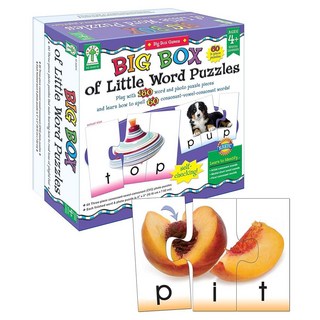 Key Education Big Box of Little Word 유아 퍼즐 사진 CVC 및 사이트 워드 빌딩 게임 파닉스 유치원 학습 활동 만 4세 이상 아동용, 180 piece, 1개