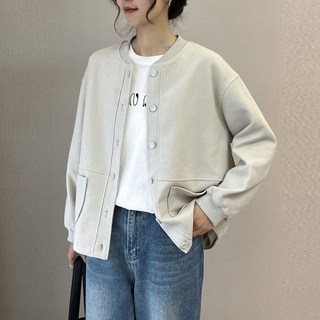 해피유통 여성용 루즈핏 버튼 코튼 자켓 봄 가을 캐주얼 데일리 아우터 lmy