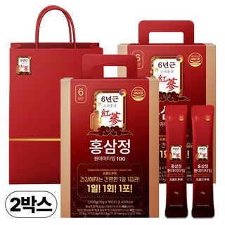 [1+1 특가] 홍삼정 6년근 하루한포 100회분 대용량+쇼핑백, 2개, 1L