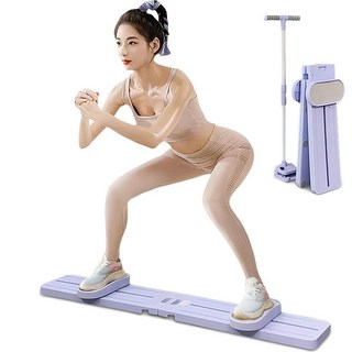 LINSHU 접이식 하체 허벅지 내전근 힙업 케겔 운동기구 스키 머신 홈트 무소음, 퍼플+손잡이