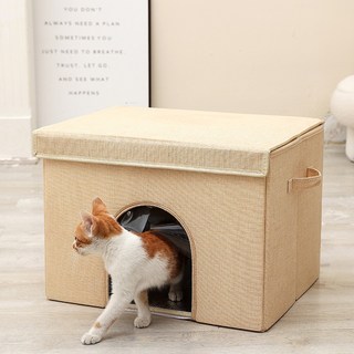 고양이 강아지 반려동물 에어컨 하우스 냉방 여름 숨숨집, 베이지, 1개
