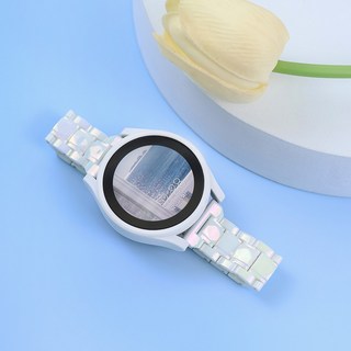 타임스토리 디먼트 갤럭시워치 7 6 5 4 3 호환 오로라 투명 스트랩 밴드, 화이트 실버 버클+돌돌이, 1개
