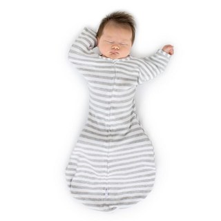 SwaddleDesigns 신생아용 나비잠 우주복 3-6개월용, 스트라이프 그레이