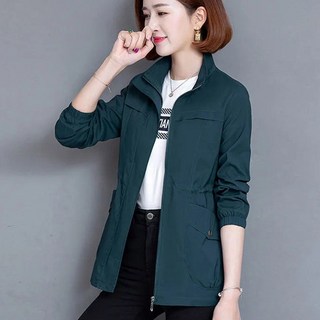 봄 가을 여성 무지 포켓 주머니 허리밴딩 슬림핏 카라넥 집업 베이직 기본 바람막이 아노락 자켓 점퍼 재킷 잠바 코트 아우터