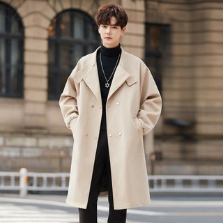 가을 겨울 남성용 모직 하프 코트 빅사이즈 캐주얼 남성 롱 코트 트렌디 남자 슬림핏 하프 트렌치 코트 간절기 아우터 점퍼 PXY