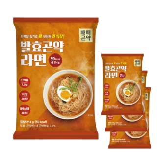 [국물까지 다 먹어도 59kcal 단백질 함유 저칼로리 저나트륨] 발효곤약라면 매운맛, 4개, 214g