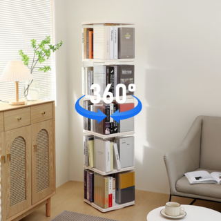 MOROOM 360도 거실 책장 책꽂이 대용량 회전 책장, 5단, 투명