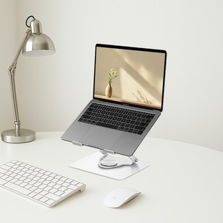 아모르주 360도 회전 높이 조절 노트북 거치대 맥북 받침대 태블릿 스탠드, 화이트, 1개