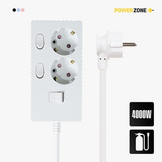 파워존 자동소화 4000W 고용량 웨이브 개별스위치 과부하차단 2구 멀티탭 50cm 1.5m 3m 5m 7m, 자동소화 개별스위치 2구 50cm 화이트, 1개