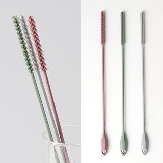 국산 빨대솔 실리콘 브러쉬 빨대 세척솔, 그레이, 1개