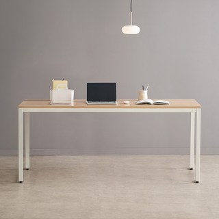 윌로우 오즈 철제 컴퓨터 책상 심플레그, 가로 1800 세로 600 책상, 상판(내츄럴오크)+프레임(화이트)
