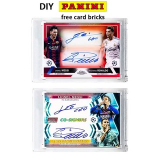 메시 호날두 더블 파니니 사인 스타 카드 DIY 수제 플래시 굴절 축구 할로윈 생일 선물 벽돌