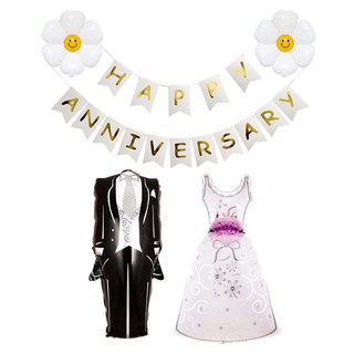화이트 결혼기념일 풍선 가랜드 세트 happy anniversary 결혼기념일 파티
