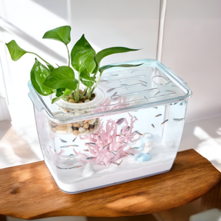 리비아쿠아 깨지지않는 리얼 폴리카보네이트 어항 뚜껑포함, 1개, 투명