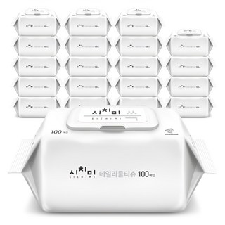 시치미 쓱 데일리 물티슈 캡형, 20개, 100개입, 50g