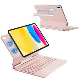 DANYCASE 아이패드 자력 흡착 디지털 전력 마법 키보드 케이스, 핑크, 1개