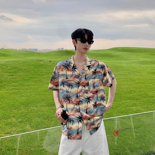 LOKEXING 하와이안 셔츠 여름 반팔셔츠 커플셔츠 휴양지룩