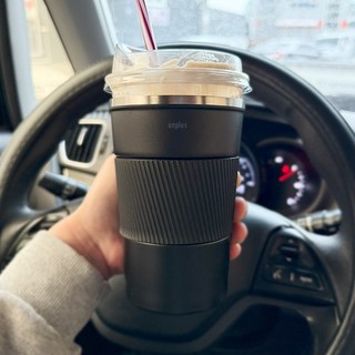 앙플러스 자동차 보냉 보온 차량 커피 차량용 컵홀더, 블랙실버, 1개