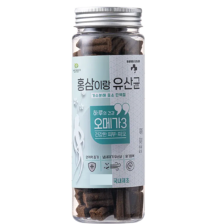 [국내산제조] 동물병원간식 홍삼이랑유산균 강아지 가수분해 영양간식 4종, 오메가3(건강한 피부 피모), 300g, 1개