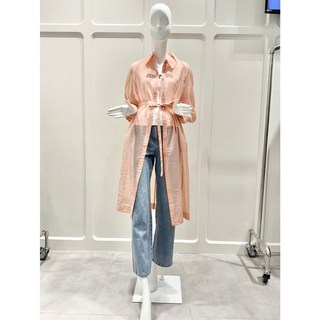 ZOOC (25년 여름) 쥬크 벨티드 카라 시스루 롱 블라우스 Z252MSC016 -그레이프