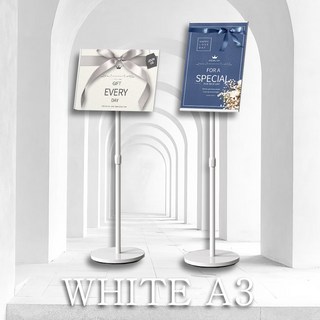 텔미픽미 높이조절 포스터 스탠드 화이트 블랙 A4 A3 POP 거치대 메뉴판 입간판 광고판, 1개, 화이트 A3
