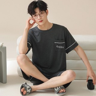 남성 여름 잠옷 반팔 반바지 캐주얼 홈웨어 빅사이즈 루즈핏 모달면 실내복 사계절 파자마 상하세트