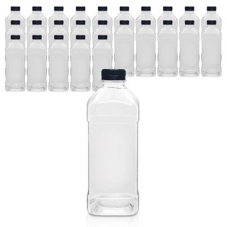 경진기업 페트병 플라스틱병 사각쥬스페트 1L(A) 35파이 26개 마개 2종택1, 검정