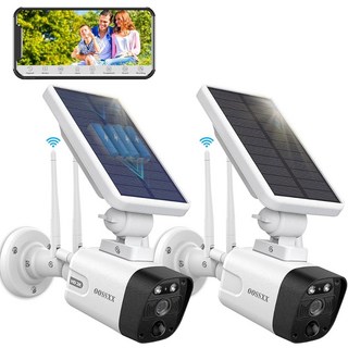 OOSSXX 태양열 배터리 보안 카메라 야외 무선 카메라 충전식 배터리 WiFi 홈 비디오 감시 캠, 1개