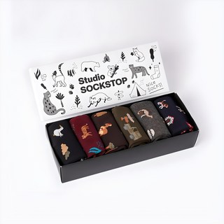 싹스탑 여성용 쁘디 애니멀 캐주얼 삭스 6켤레 양말 선물세트 기프트 세트