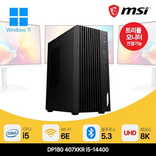 MSI 데스크탑 DP180 i5 램 16GB SSD 512GB 사무용 PC 컴퓨터 본체, Free DOS