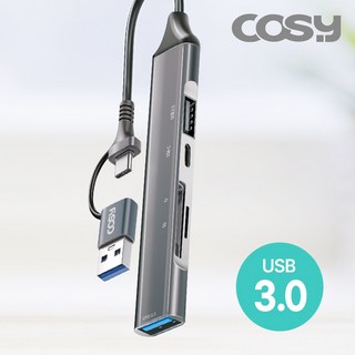 코시 듀얼 커넥트 USB-A+C타입 5포트 멀티 허브+카드리더기 MH2264UC, 그레이