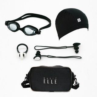 베이직엘르 생존 수영용품 수영훈련용 5종세트 BEPSX005K, BLACK