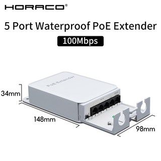 HORACO 5 포트 방수 POE 익스텐더 4 리피터 카메라 Wierless AP 용 1001000Mbps 실외 네트워크 IP55 VLAN 4, 1개, [01] POE014-FS