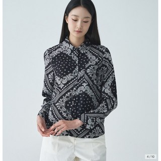 [지센] 진주장식 프린트 쉬폰 블라우스 LFWSN412_[2컬러]