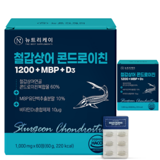 뉴트리케이 뮤코다당단백 철갑상어 연골 콘드로이친 1200 MBP 식약청인증 HACCP, 2개, 60정