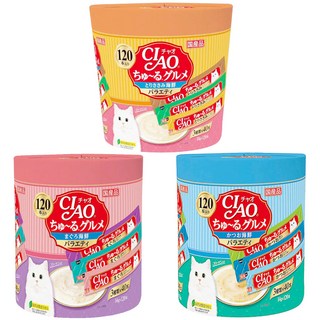 이나바 챠오 츄르 구루메 가다랑어 앤 해물 버라이어티 스틱 120p 혼합맛(가다랑어/해물) 14g 1세트 상품 이미지