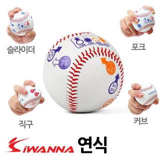 아이워너 투수 변화구 그립표시 연식 야구공, 1개, 아이워너 안전 구질 야구공