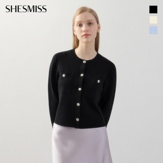 백화점 쉬즈미스 패치 포켓 라운드넥 가디건 SSKCDO11070 아울렛, 블루