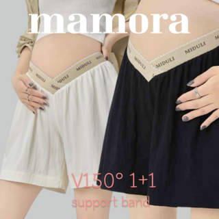 Mamora 임산부 여름 바지 V하프 밴딩 비스코스 임부복 팬츠 상품 이미지