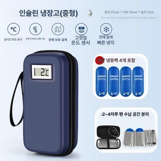 인슐린 보냉 파우치 휴대용 수납함 환자 케이스 보관 보온 주사기 약 캠핑 보냉쿨러 여행, 1개, 중형4