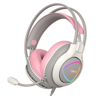 앱코 진동 가상 7.1 RGB 게이밍 헤드셋, 화이트/핑크, N980