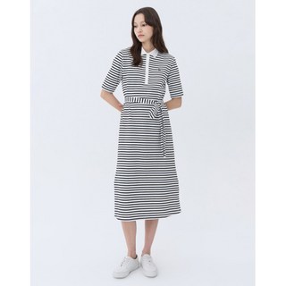 헤지스 여성 블랙 스트랩 면혼방 반팔카라원피스