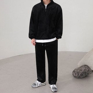 [SET]베이직바이블 벨리 코듀로이 기모 반집업 와이드 조거 세트 트레이닝 셋업(4color)