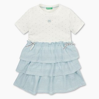 베네통 키즈 펄 나염 티어드 원피스 QAOP10511IV