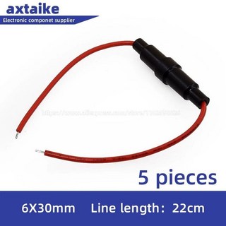 검정색 보험 튜브 소켓 퓨즈 홀더 클램프 박스 유리관 와이어, 1개, 9. 6x30mm -5 pieces