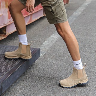 슬로우스텝 남성 작업화 안전화 스웨이드 베이지 첼시부츠 SP1016