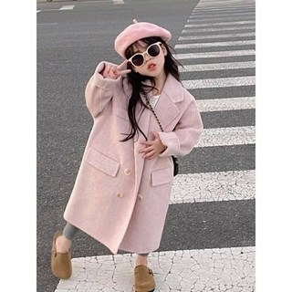 뿜이네 키즈여아 모직코트 간절기코트 롱코트 카라 단추 촬영룩 나들이룩 자매룩