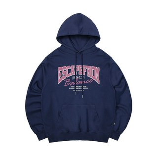 ESCAPEFROM 핑크 밸런스 로고 프린트 후드티 딥블루