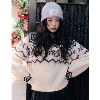 로라로라 NORDIC KNIT PULLOVER IVORY 24705 404263 대표 이미지 - 로라로라 장원영 니트 추천