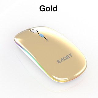 Eaget 블루투스 충전식 무선 마우스 2.4G 광학 USB 1600 Dpl 컴퓨터 노트북 PC 음소거 EM09, 01 Gold